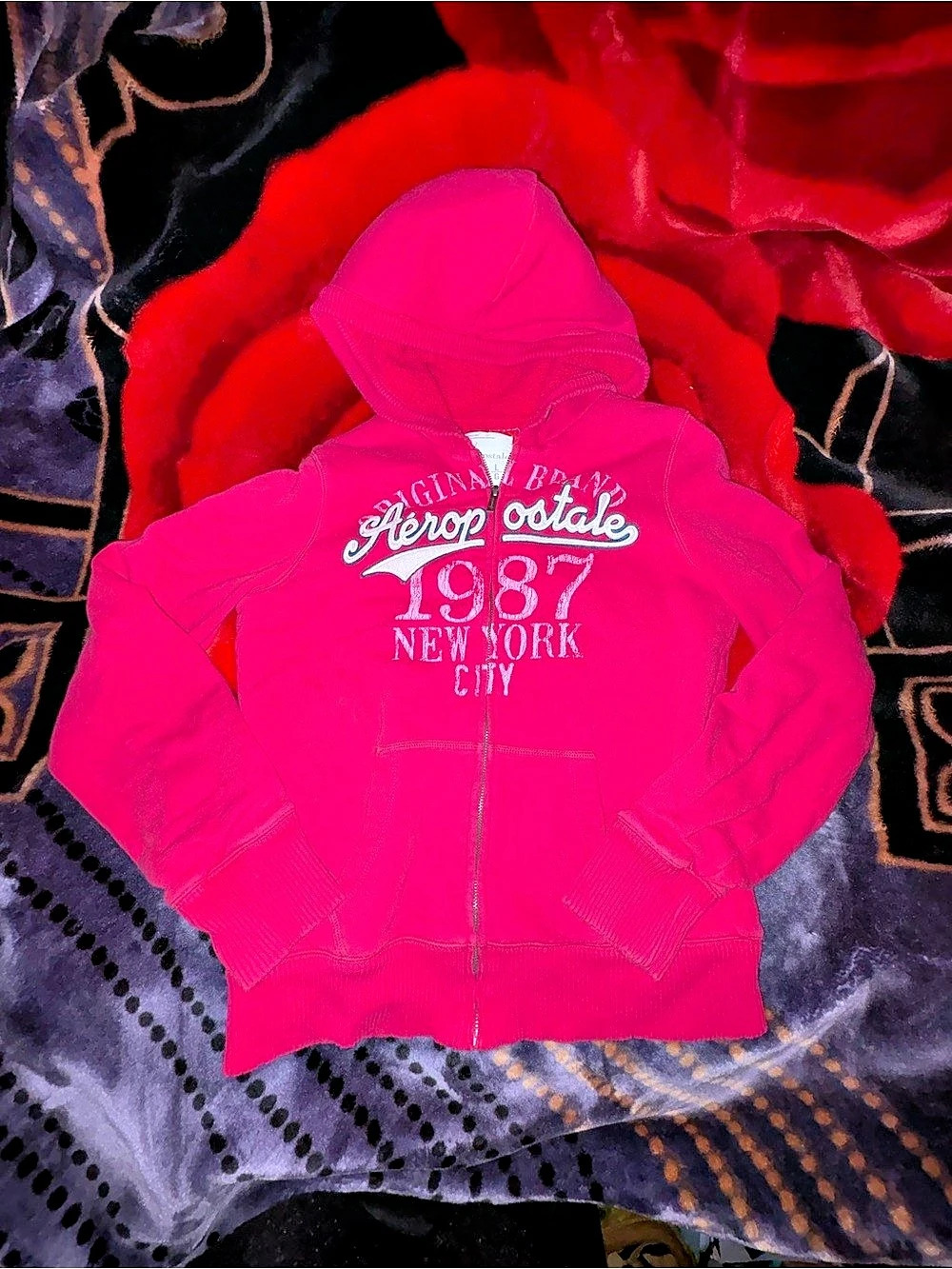 aéropostale Graphic Zip Hoodie Pink Large